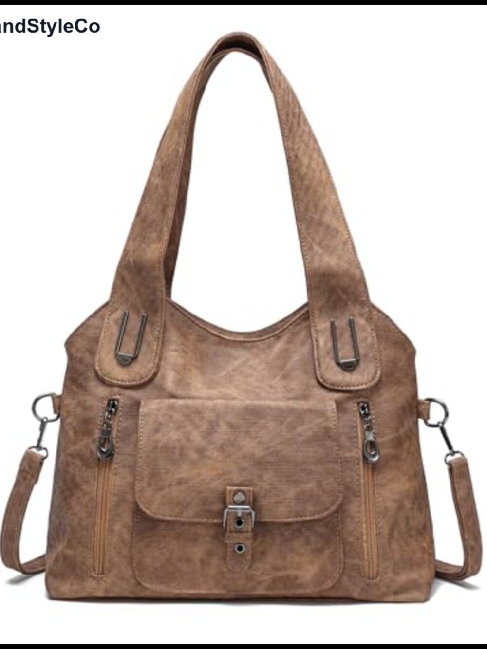 Vintage faux leather crossbody bag with zipper closure